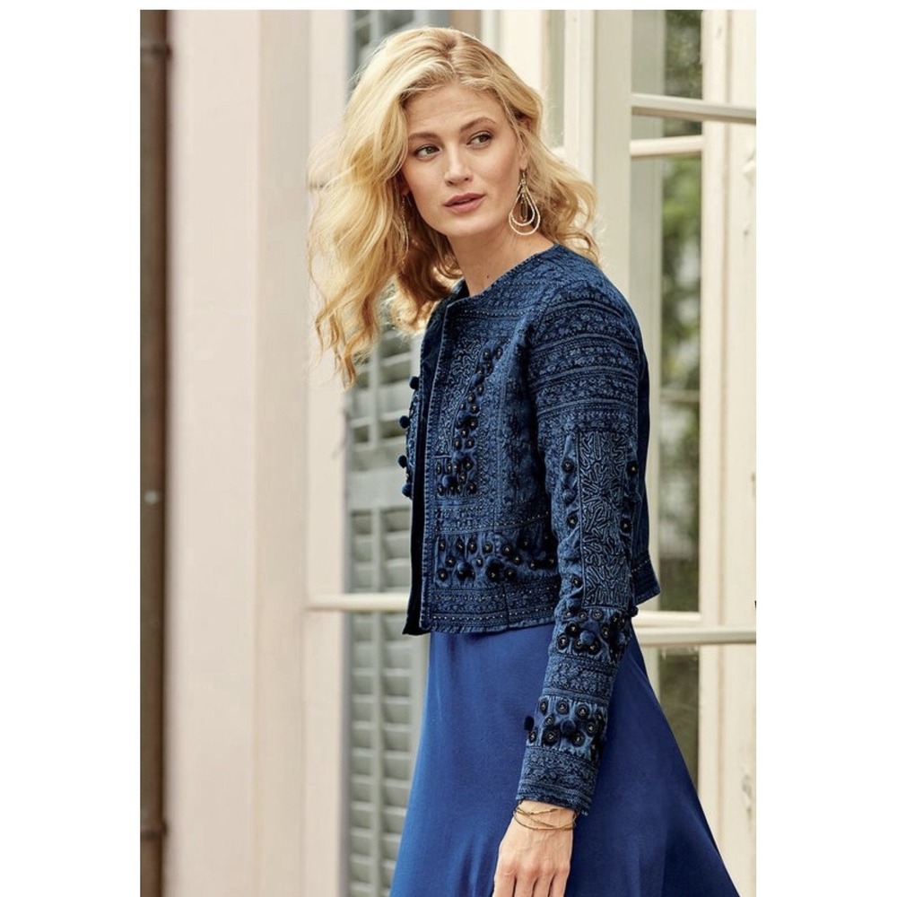 Soft Surroundings Theodora Bolero Jacket & Dress Women's M/L Embroidered - Picture 7 of 10